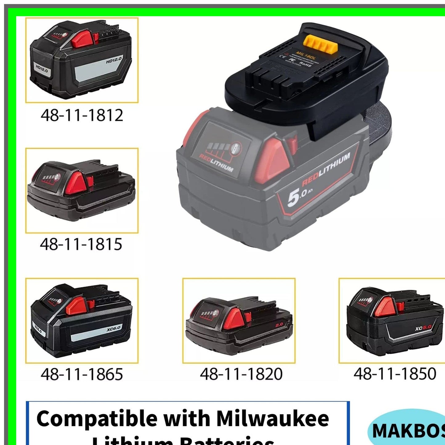 Milwaukee 18V to 20V Battery Adapter for Power Tool Lithium Conversion
