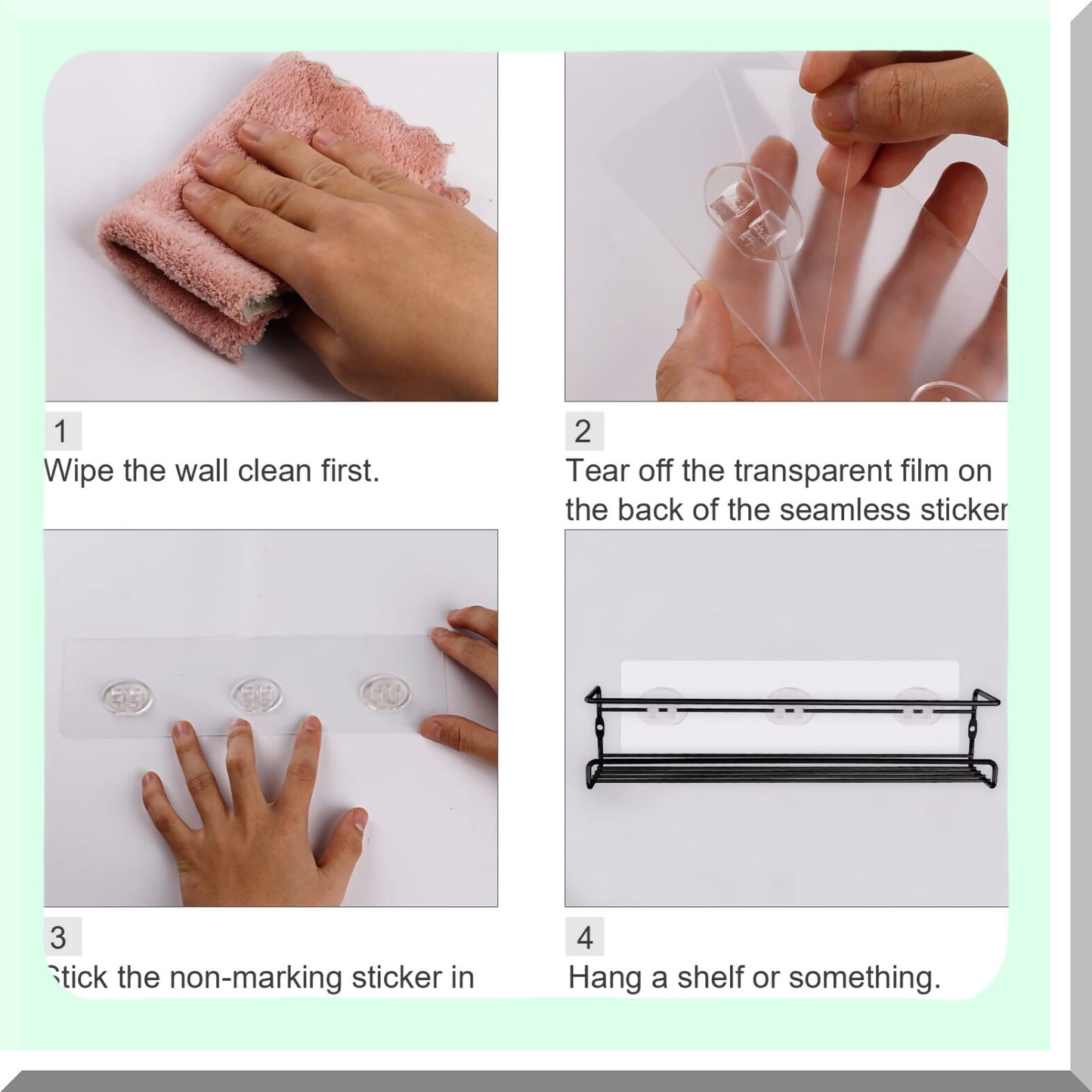 4 Pack Waterproof Shower Shelf Adhesive Hooks