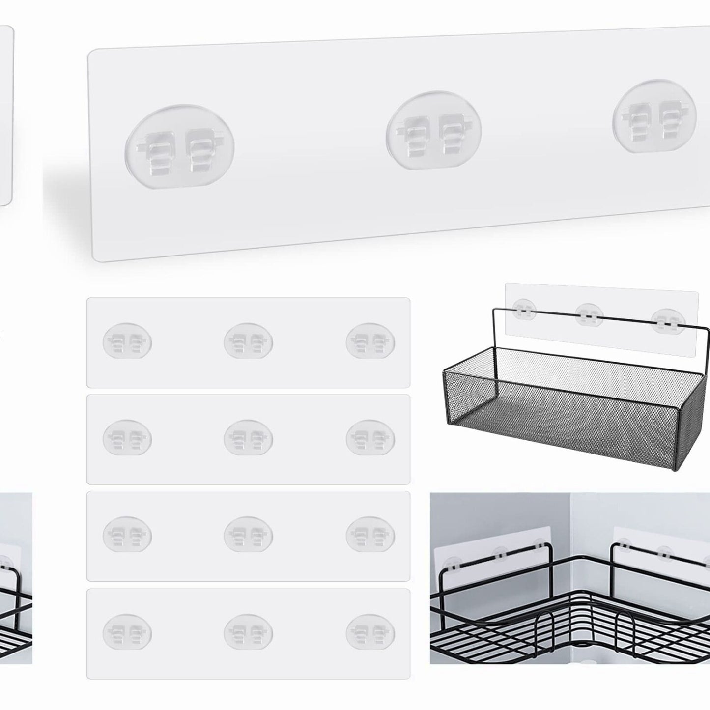 4 Pack Waterproof Shower Shelf Adhesive Hooks