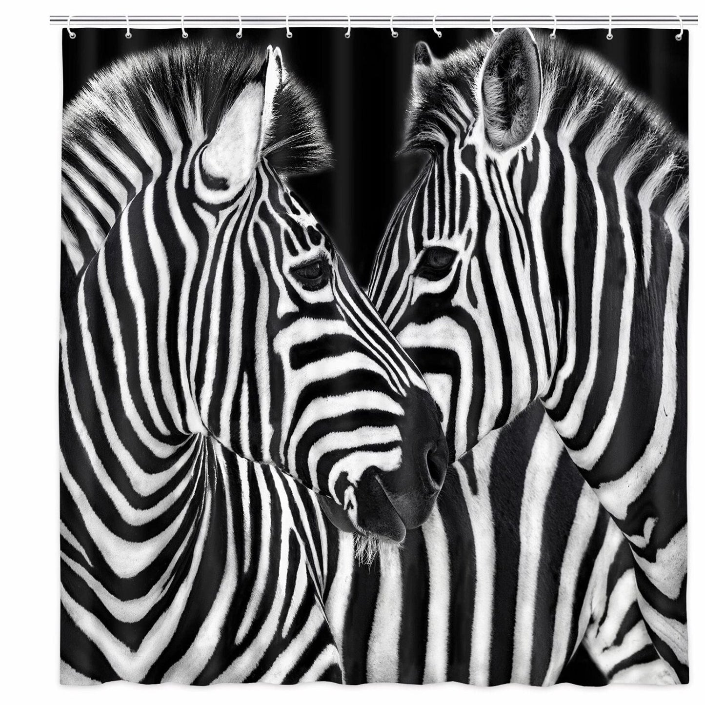 Zebra Print Shower Curtain Black and White 72x70 in