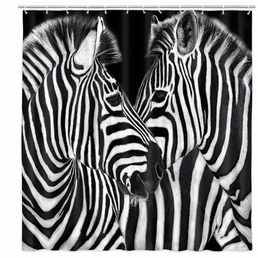 Zebra Print Shower Curtain Black and White 72x70 in