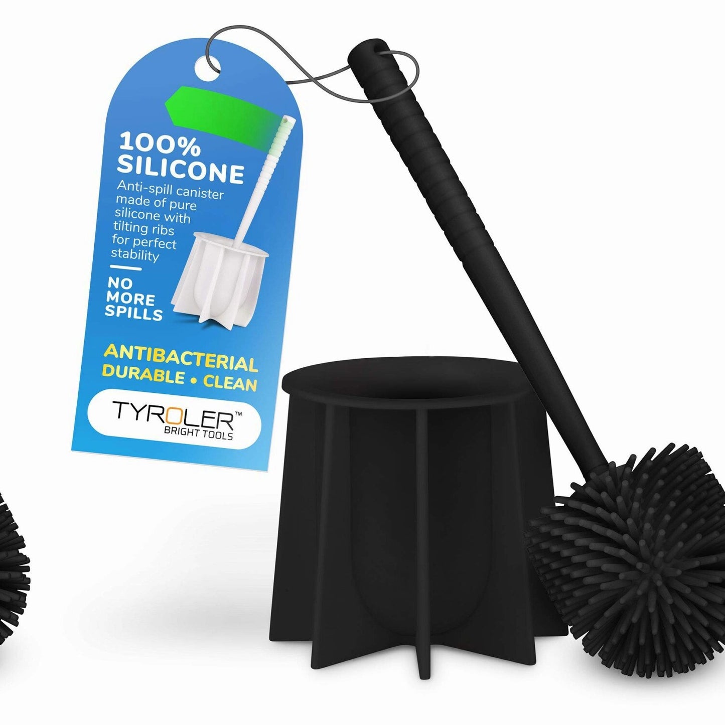Silicone Tet Brush Set with Holder, Black