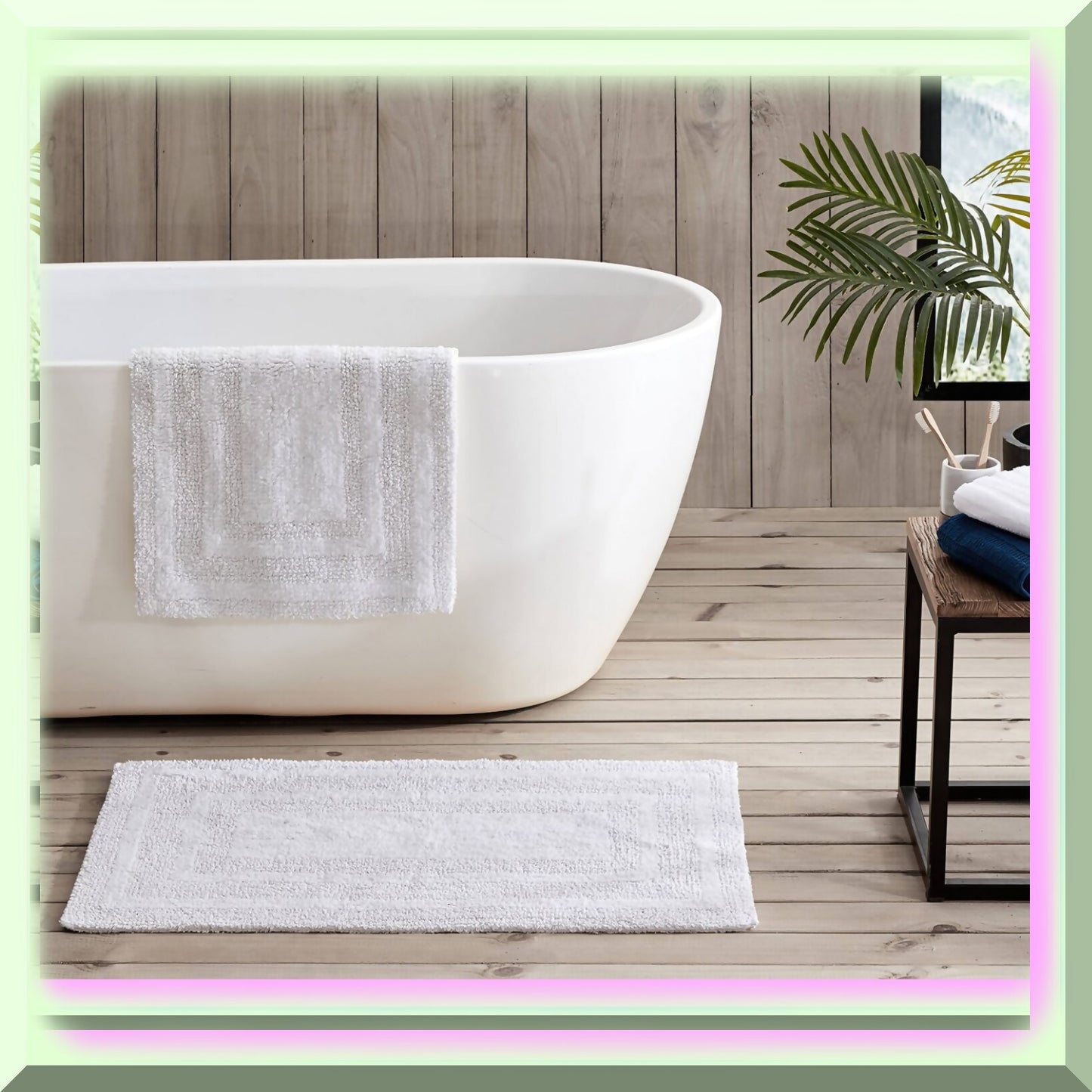 Bathroom Rugs Set 2 Piece Cotton White