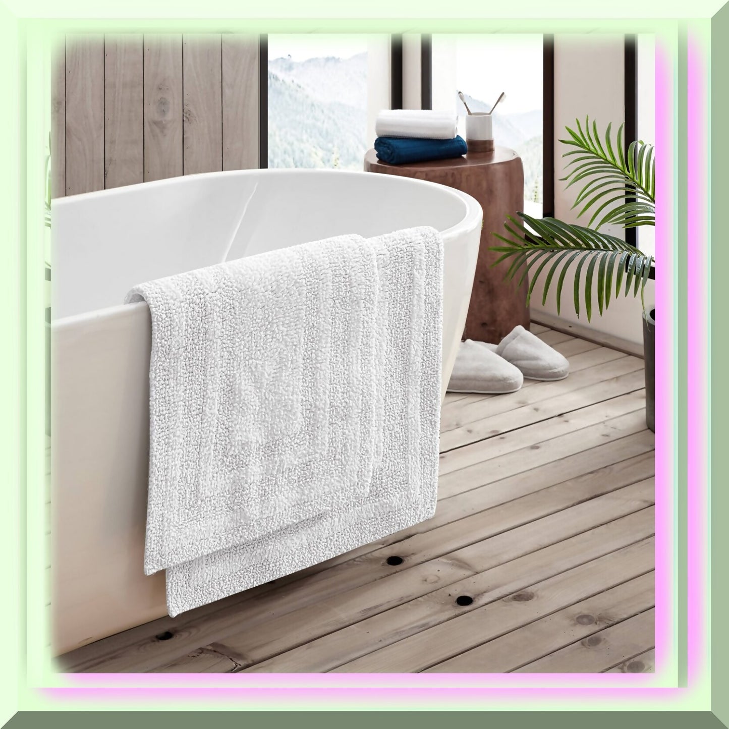 Bathroom Rugs Set 2 Piece Cotton White