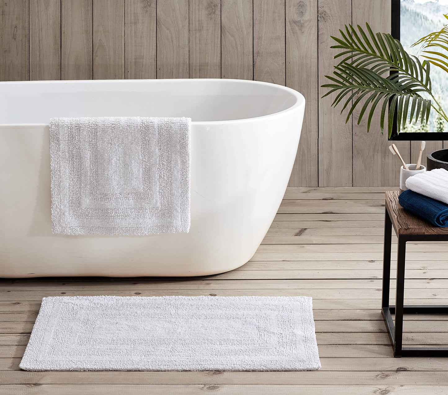 Bathroom Rugs Set 2 Piece Cotton White