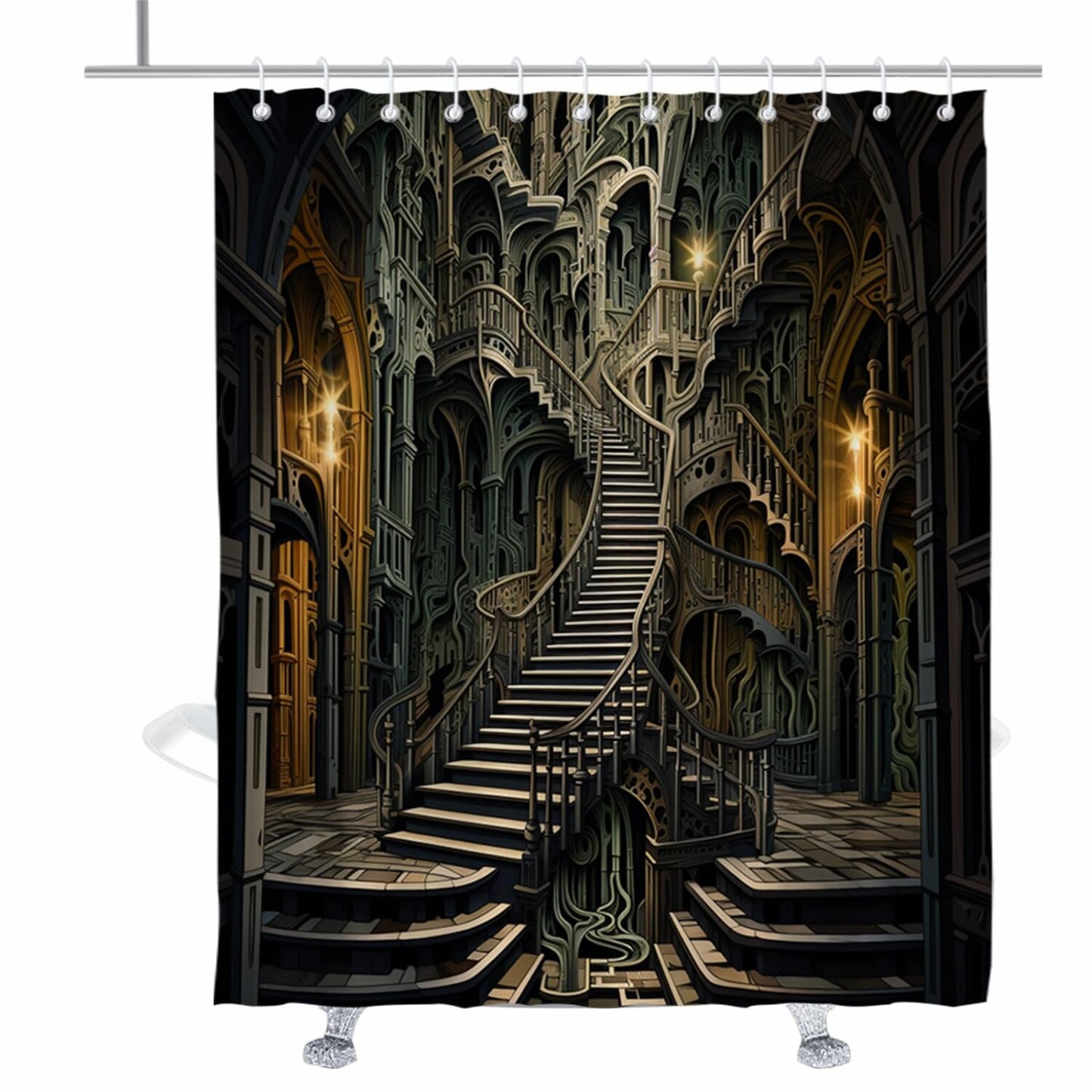 Medieval Castle Shower Curtain Set 72x72 inches