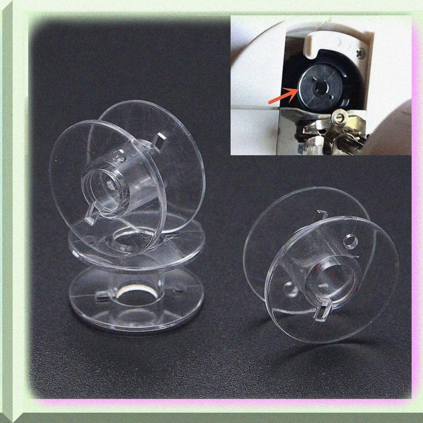 28 Plastic Bobbins with Storage Box for Husqvarna Viking Machines