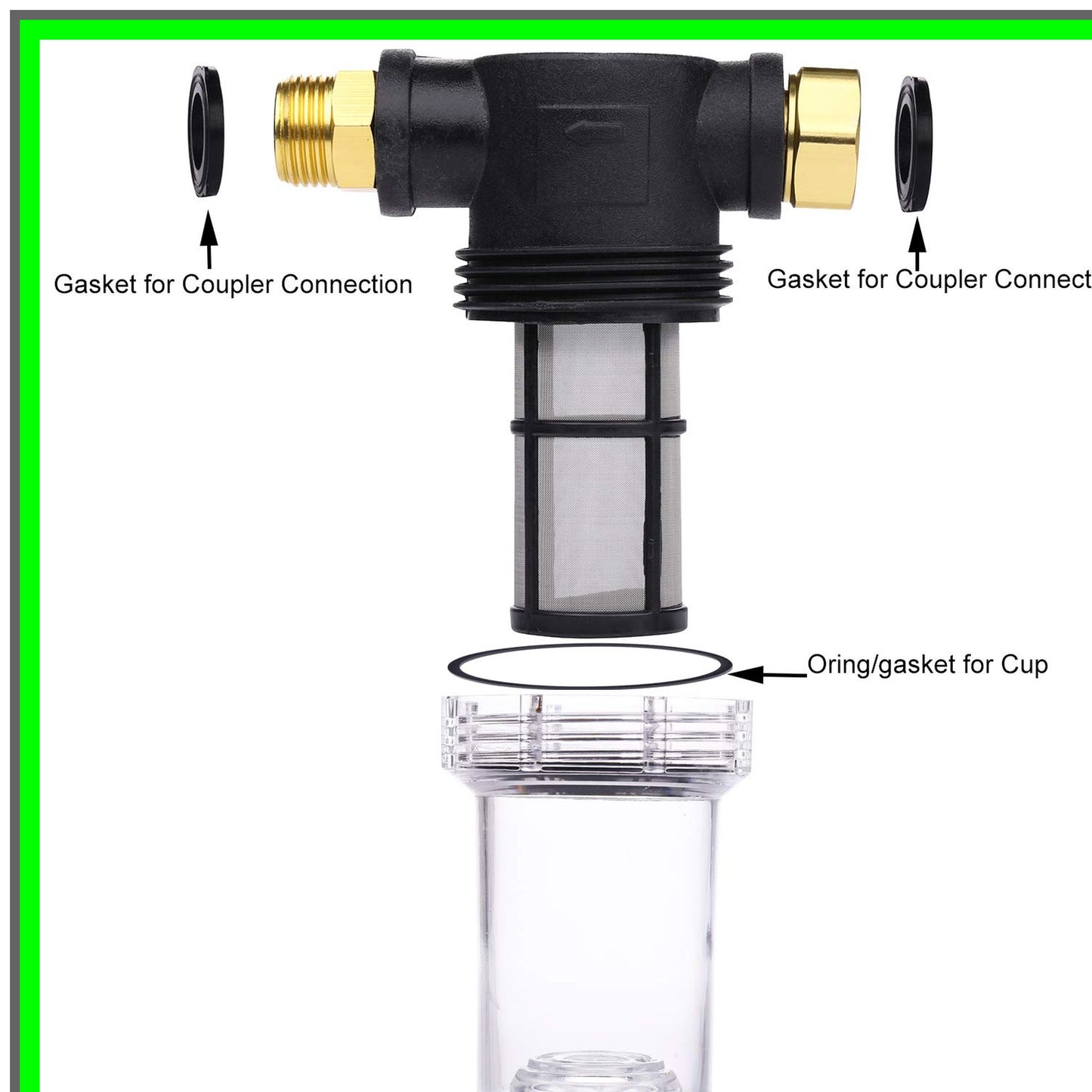 Garden Hose Sediment Filter Attachment with 100 Mesh Stainless Screen