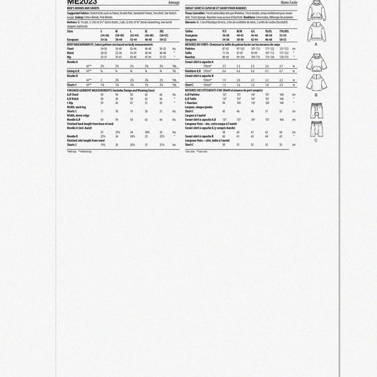 Men's Oversized Hoodie and Shorts Sewing Pattern Packet