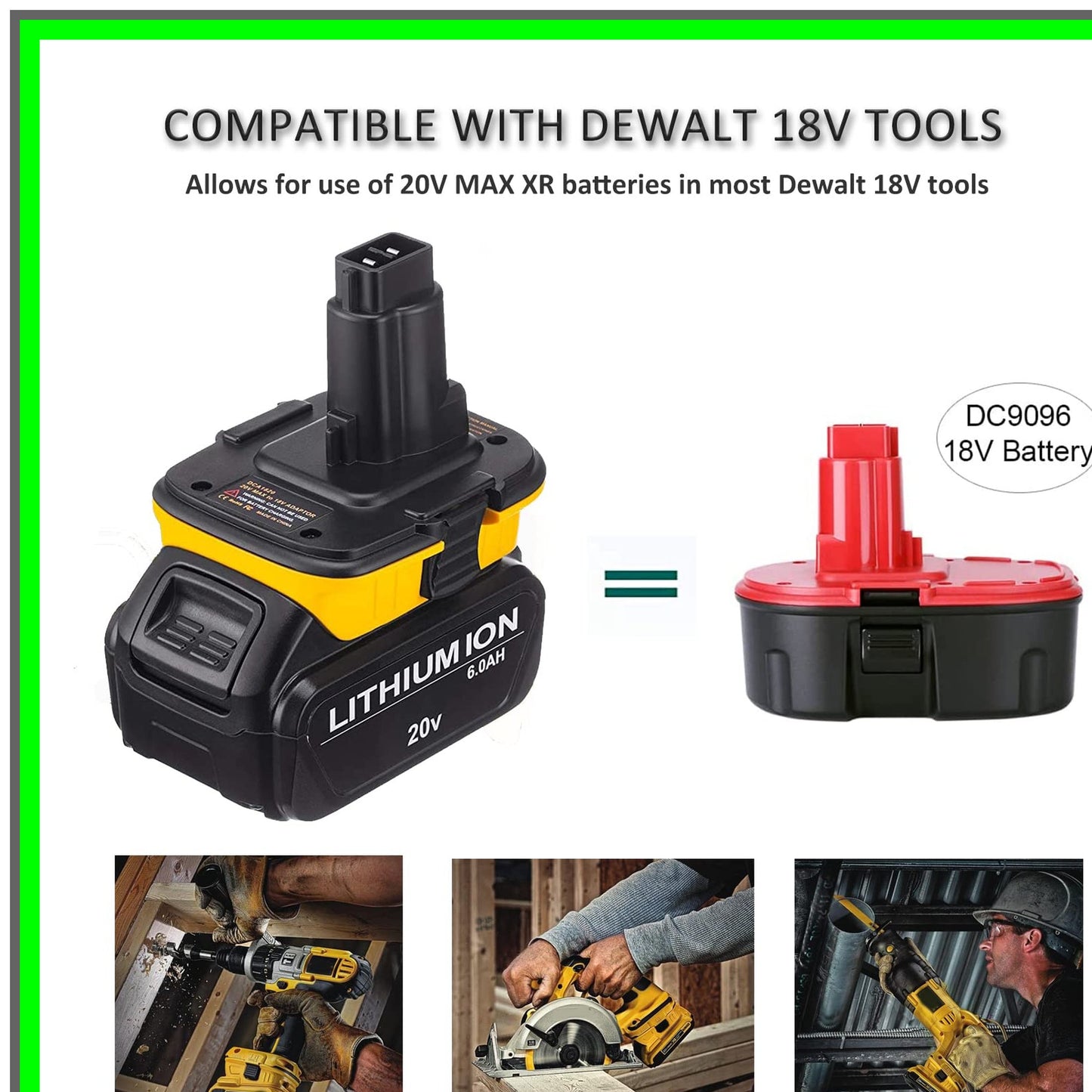 18V to 20V Adapter with USB Port for Power Tool Battery Conversion