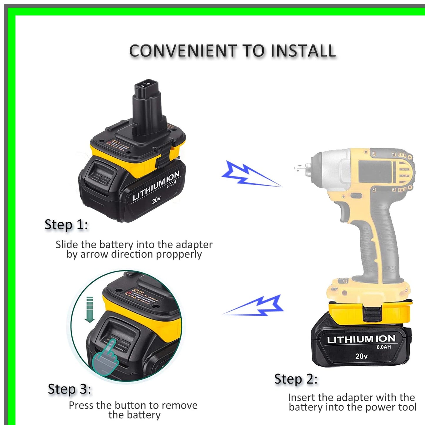 18V to 20V Adapter with USB Port for Power Tool Battery Conversion