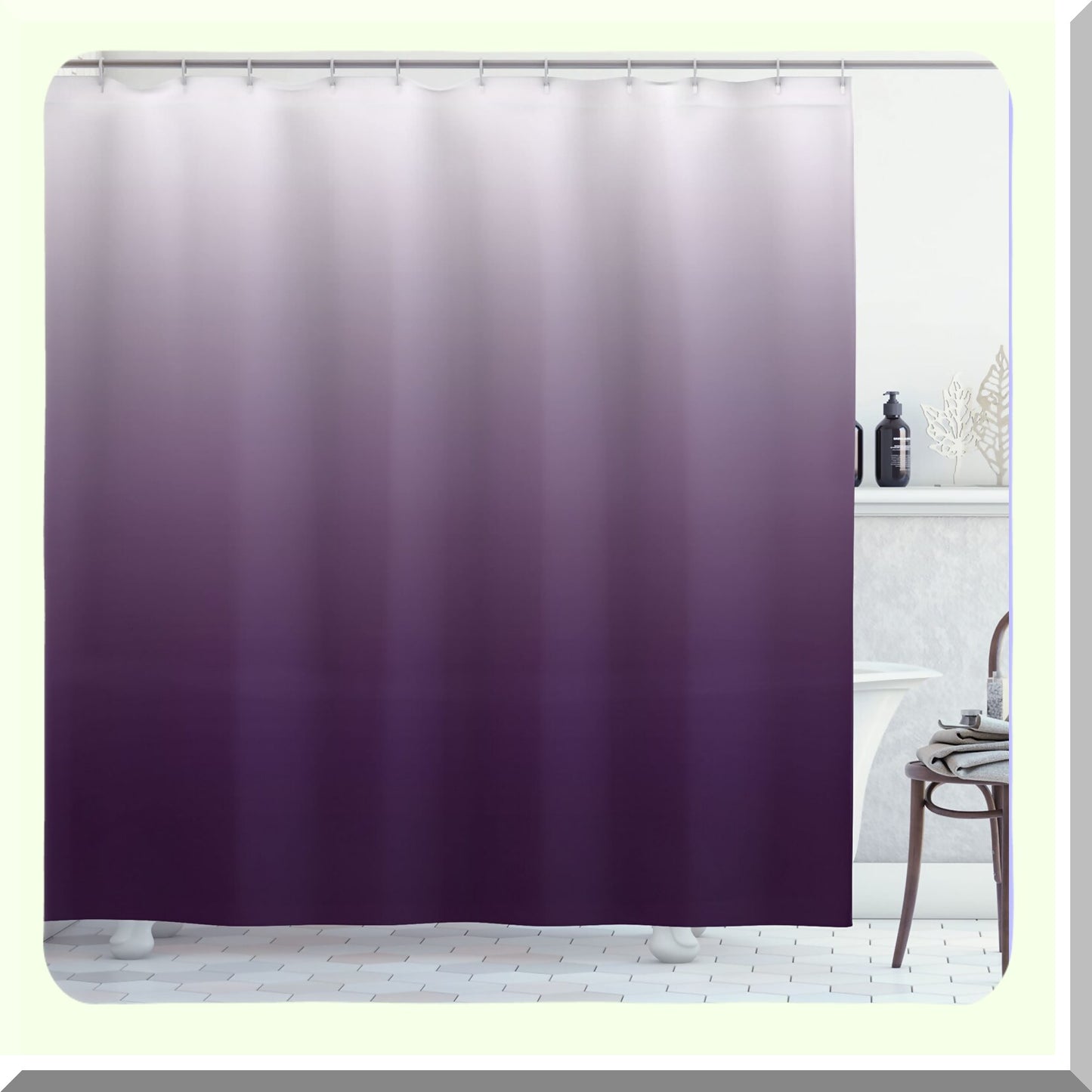 Ombre Shower Curtain 69x75 inches Eggplant White