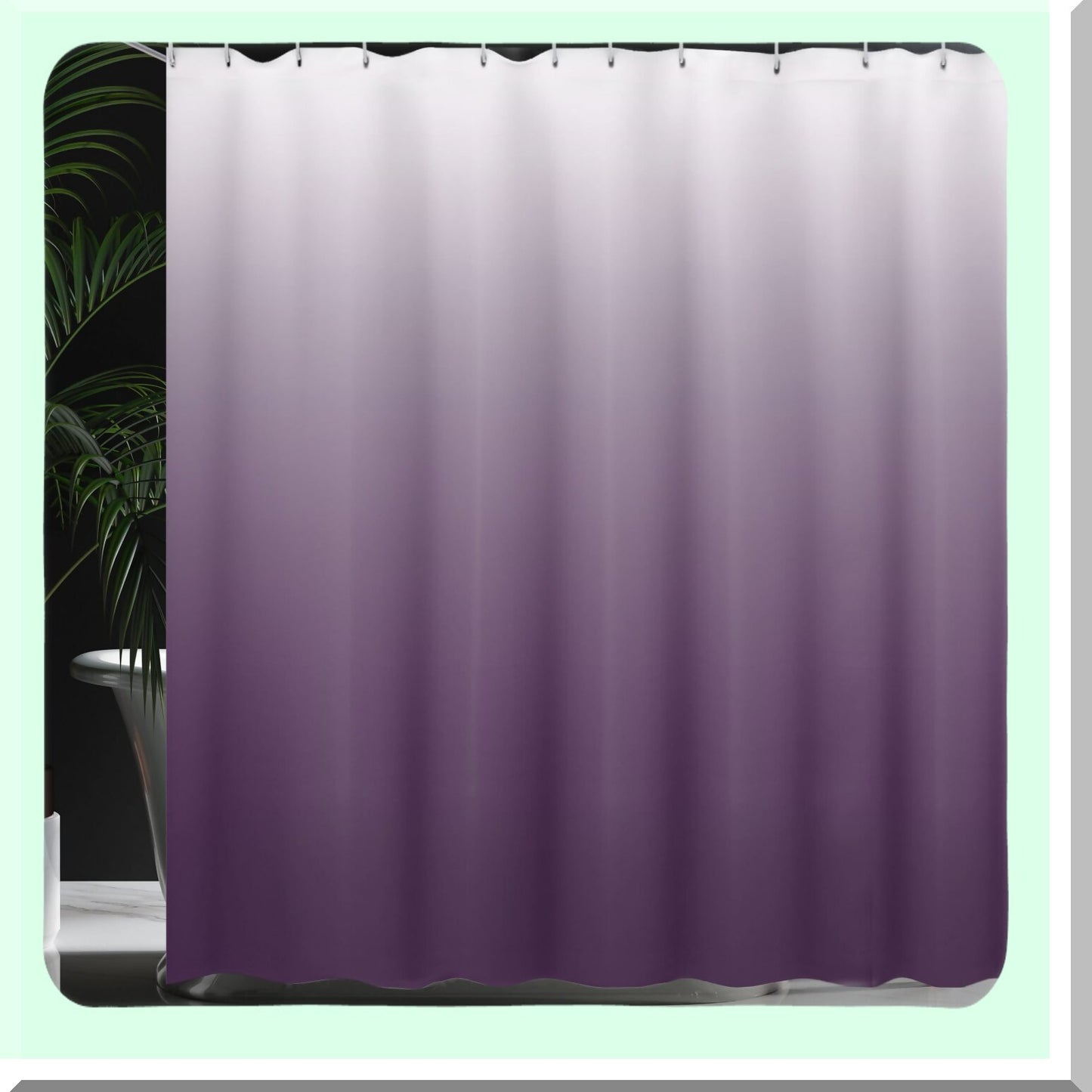 Ombre Shower Curtain 69x75 inches Eggplant White