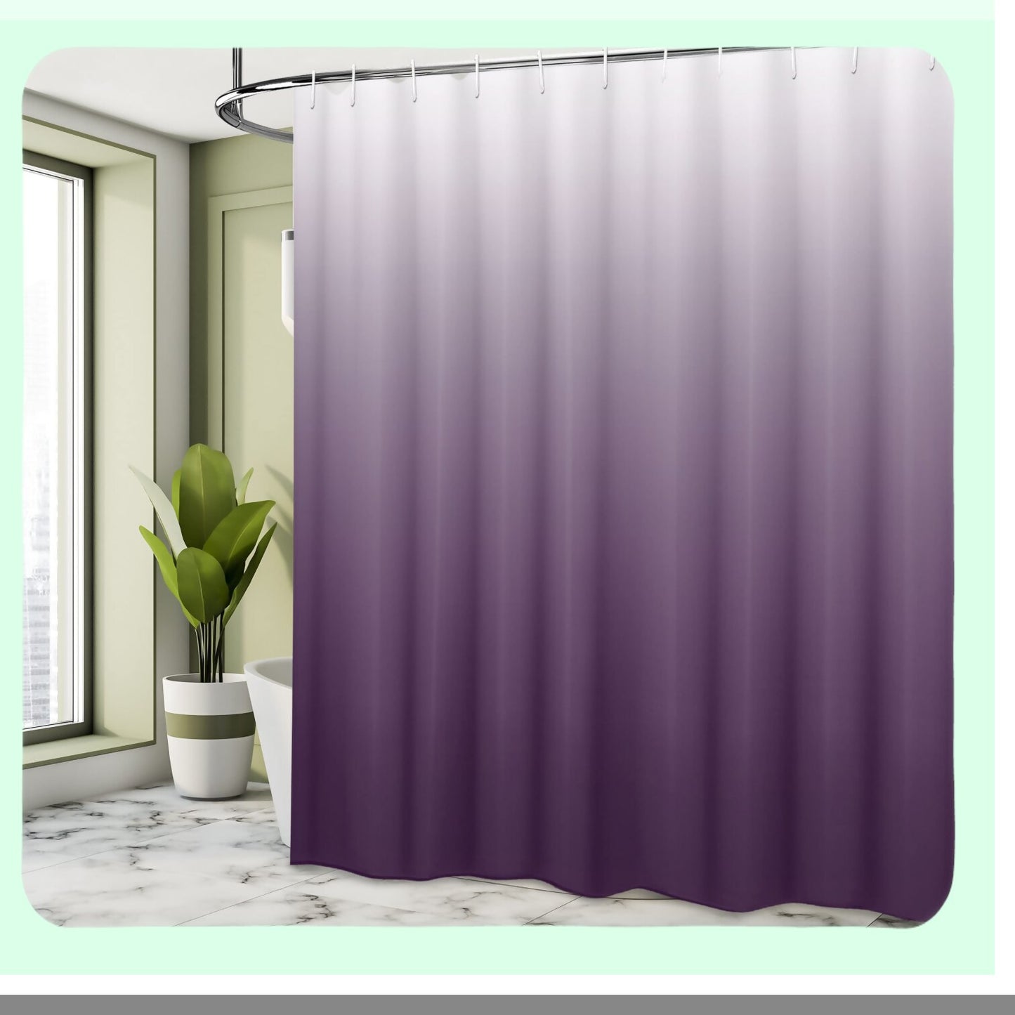 Ombre Shower Curtain 69x75 inches Eggplant White