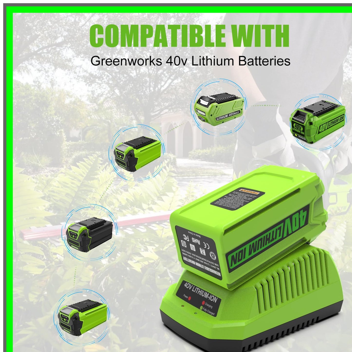 Greenworks 40V Battery Charger Replacement for G-MAX 29462 29472 Models