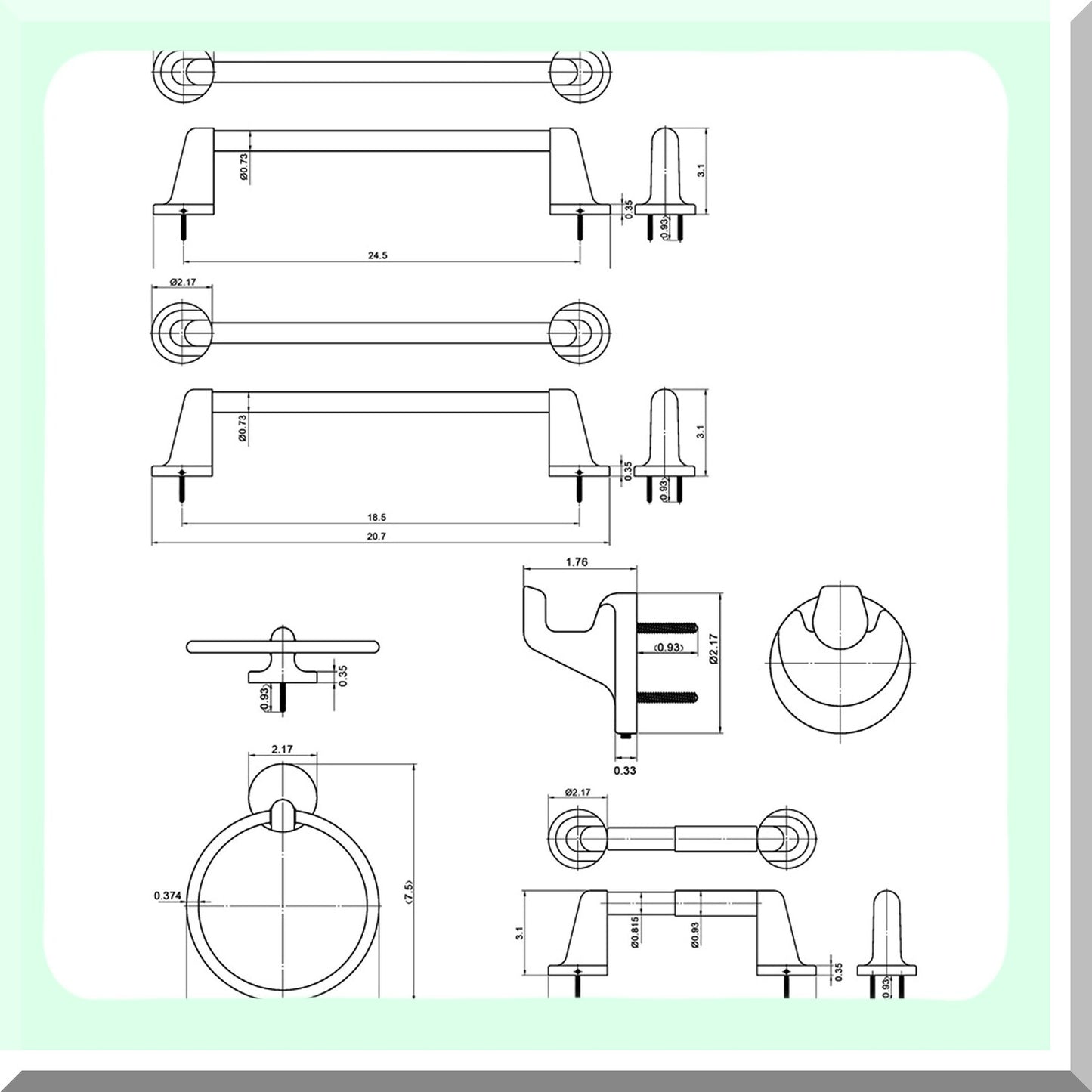 5-Piece Bathroom Hardware Accessory Set