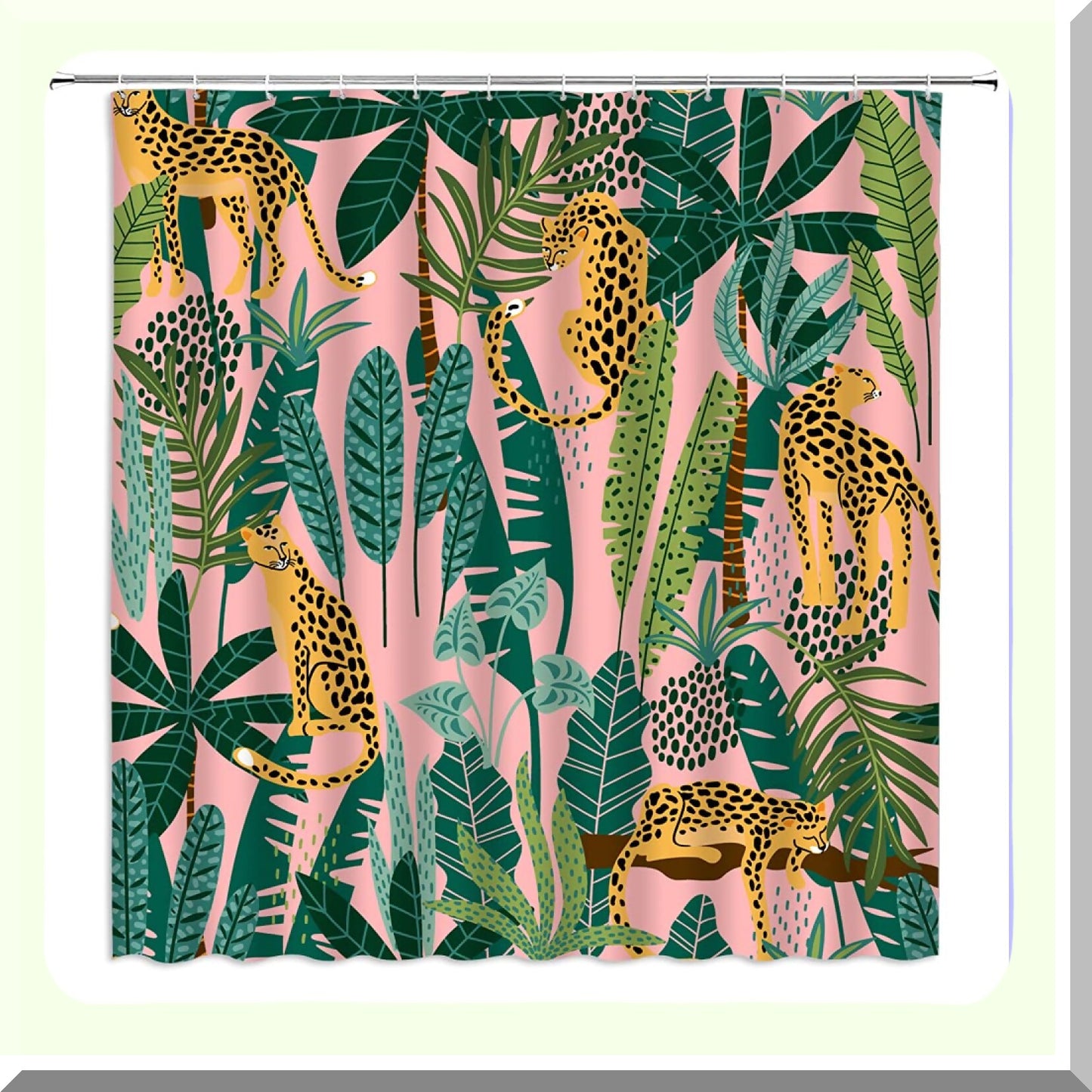 Leopard Shower Curtain 71x84 Inches with Hooks