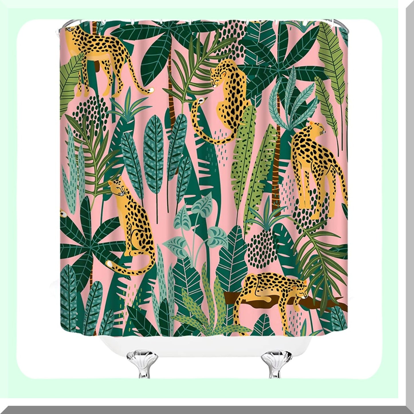 Leopard Shower Curtain 71x84 Inches with Hooks