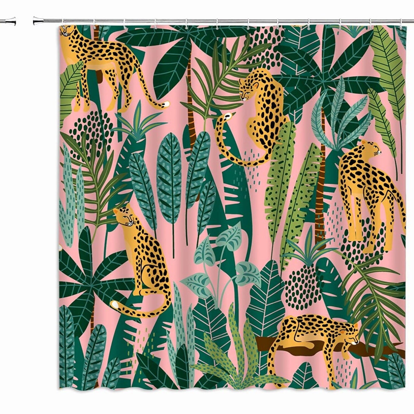 Leopard Shower Curtain 71x84 Inches with Hooks