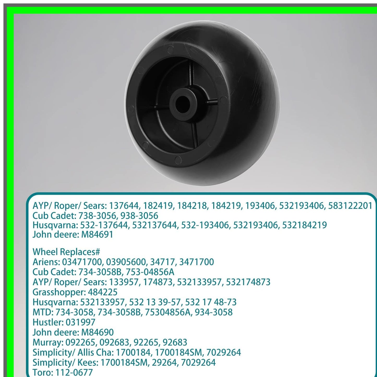 Lawn Mower Anti-Scalp Deck Wheel Kit for Cub Cadet and MTD Decks