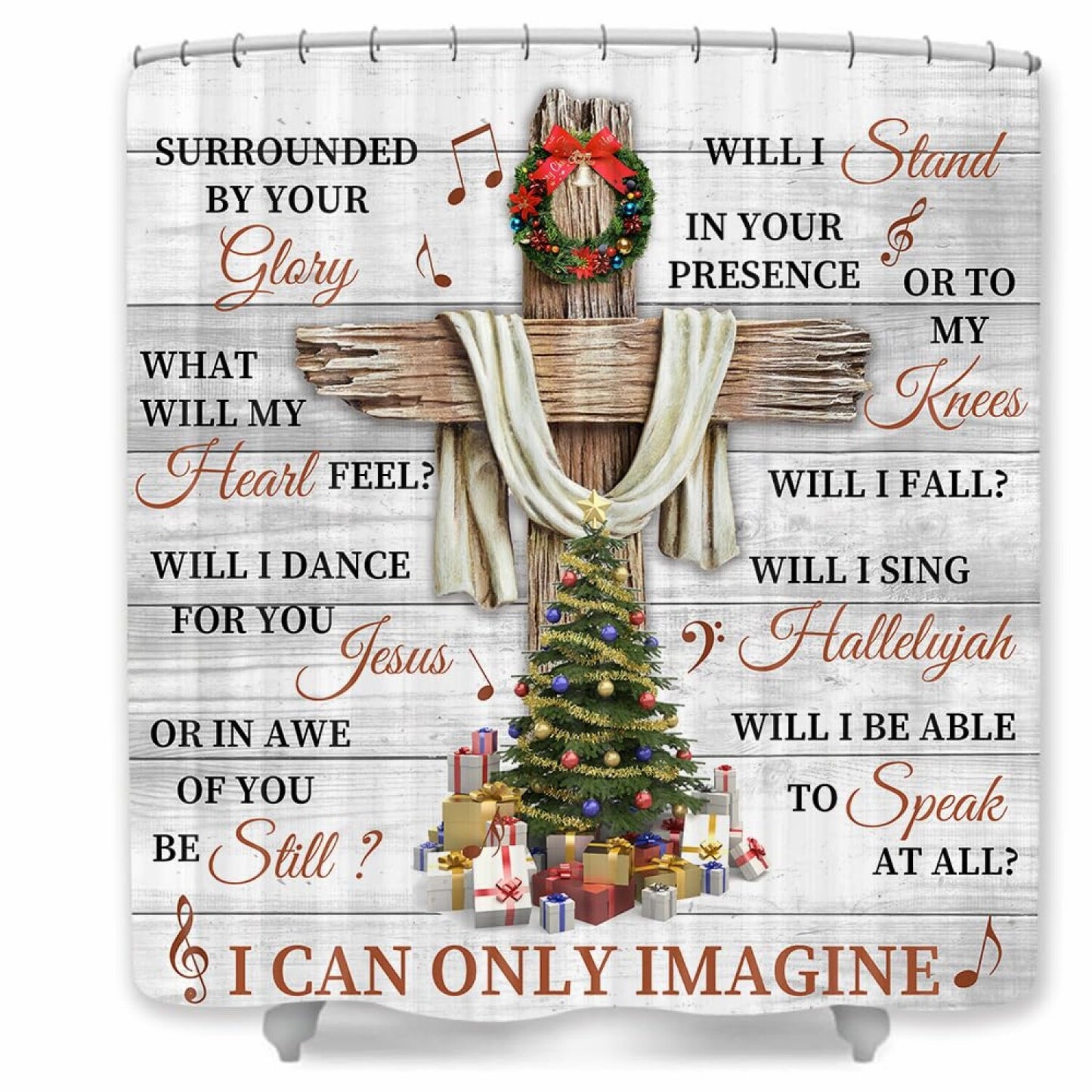 Christian Shower Curtain 72x72 inches with Floral Pattern