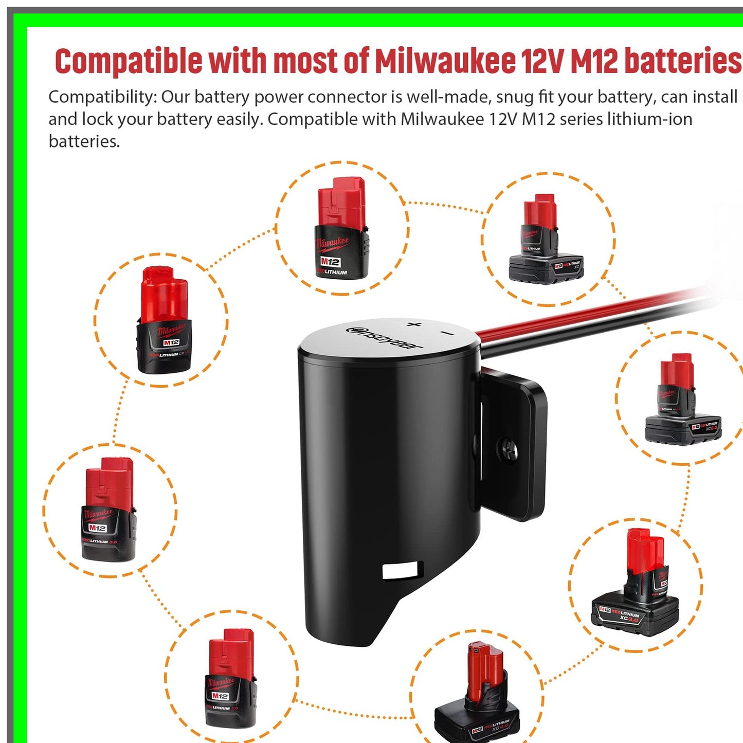 Milwaukee 12V Power Wheel Adapter with Fuse for DIY Projects and RC Toys