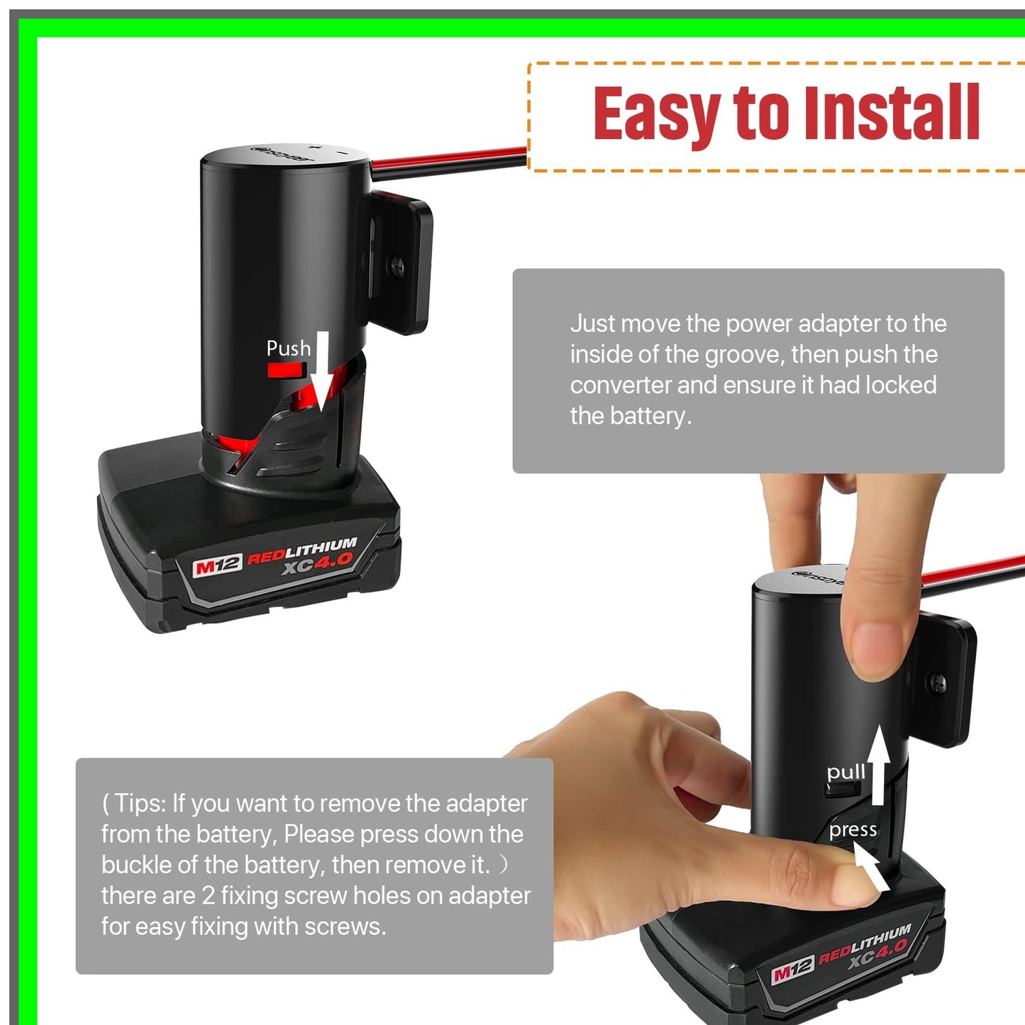 Milwaukee 12V Power Wheel Adapter with Fuse for DIY Projects and RC Toys