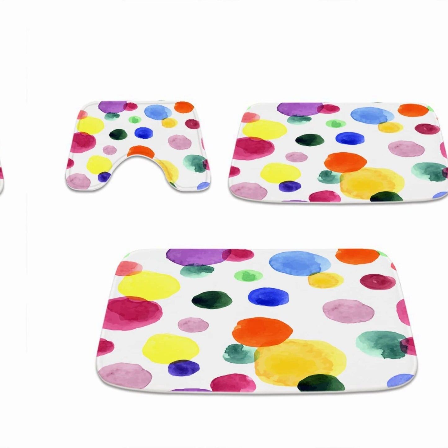 Colorful Cartoon Polka Dot 3-Piece Bathroom Rug Set