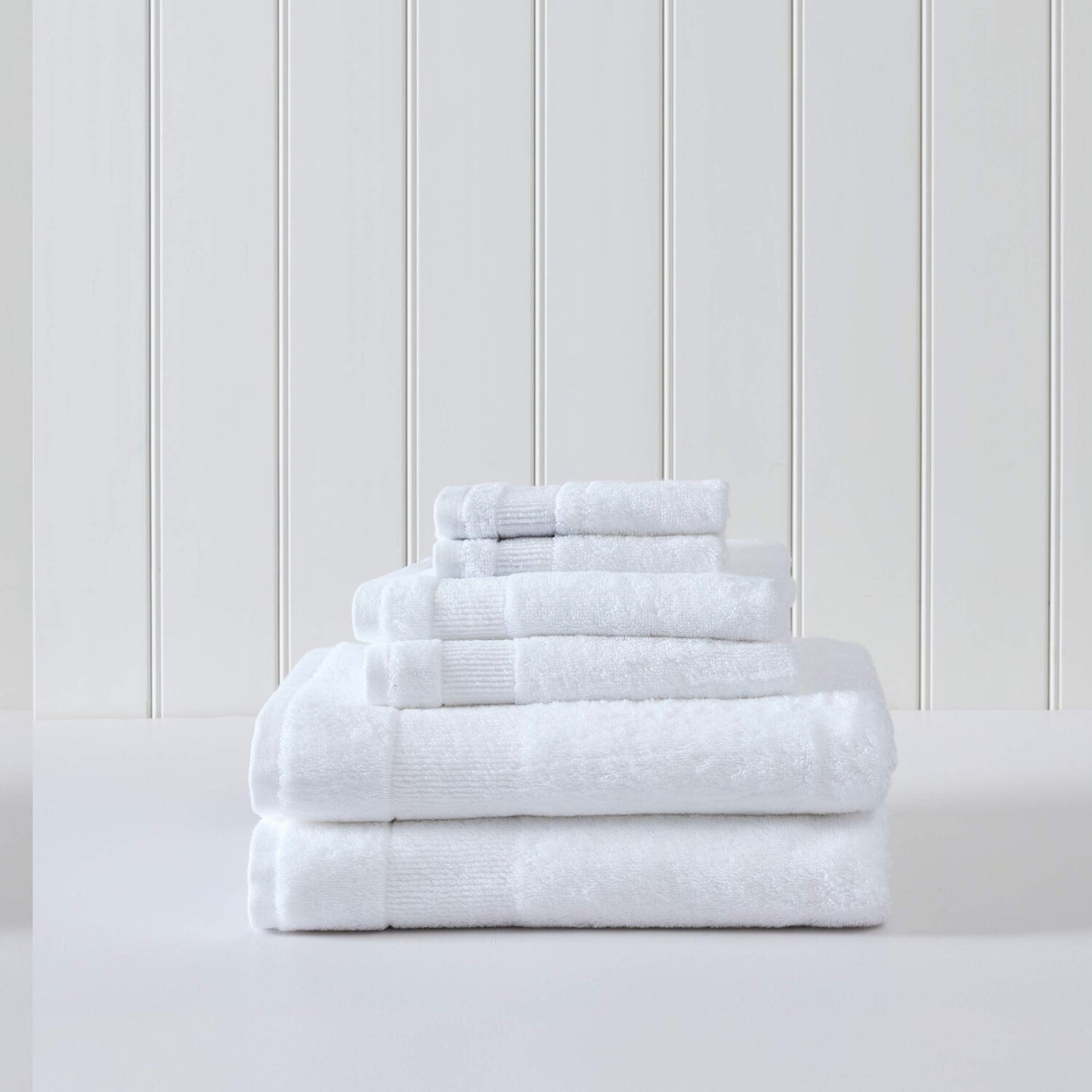 Bath Towel Set 6-Piece White Cotton Absorbent