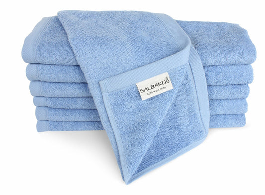 Turkish Cotton Washcloth Set 12 Blue 13"x13"