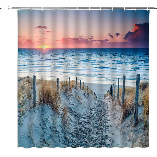Ocean Beach Shower Curtain 70x70 Blue Purple