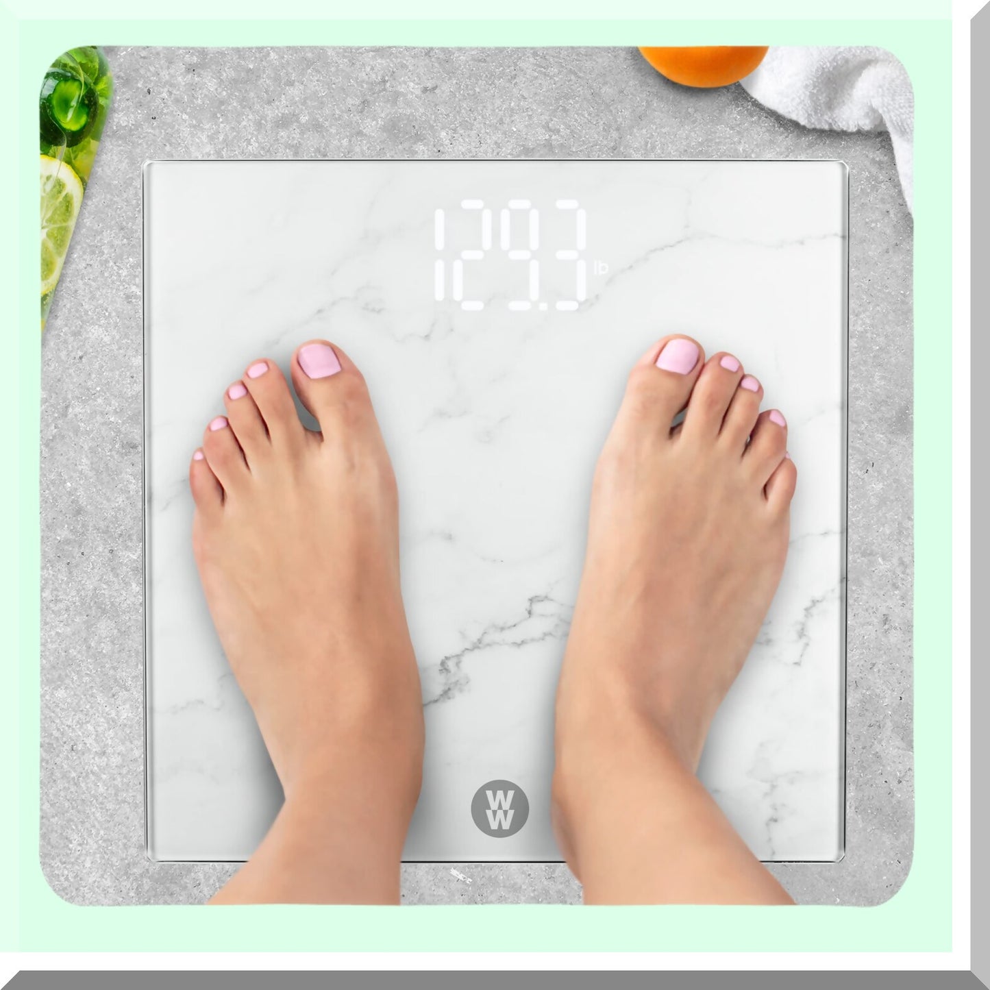 Digital Bathroom Scale White Marble Finish