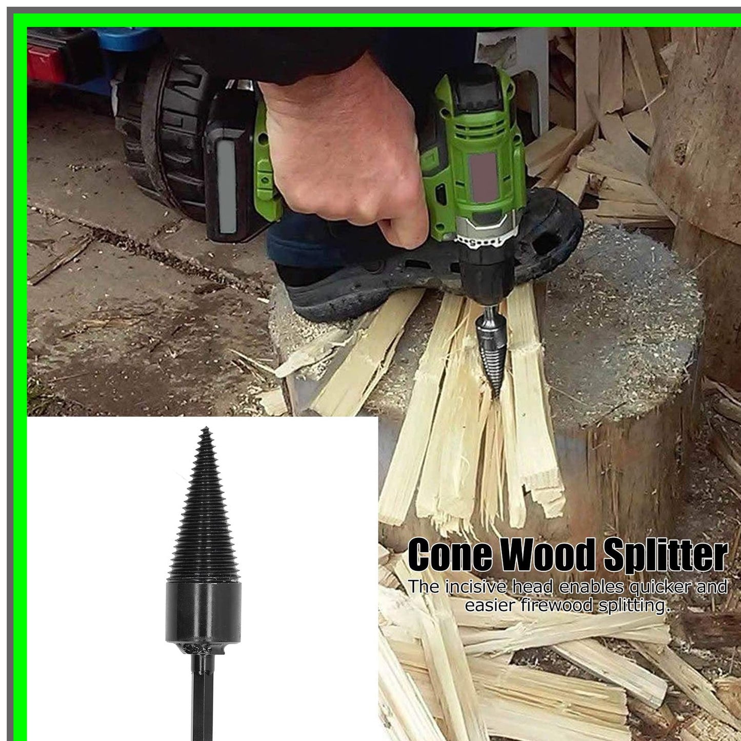 Wood Splitter Cone Drill Bit for Efficient Log Splitting with Power Drill
