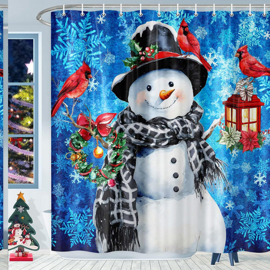 Blue Snowflake Shower Curtain 70x70in