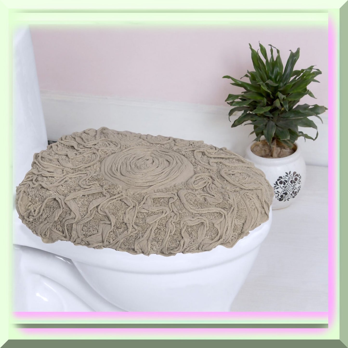18x18 Cotton Tufted Bath Rug with Lid Cover