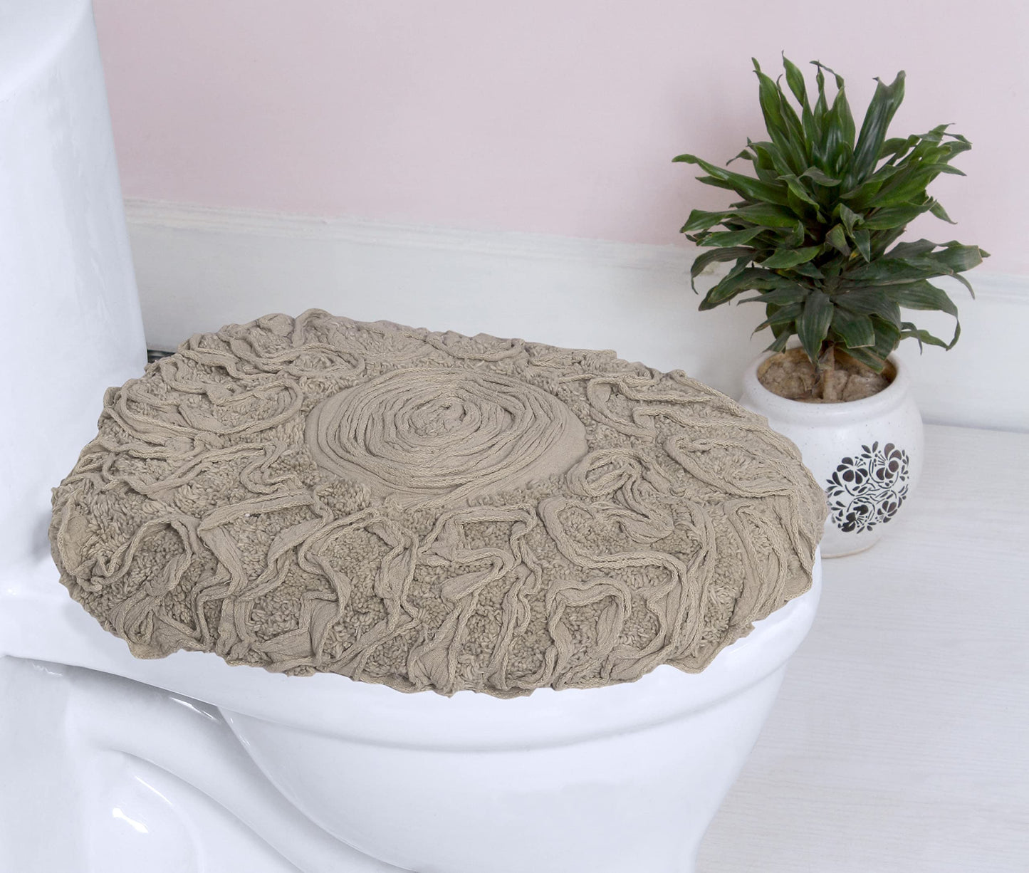 18x18 Cotton Tufted Bath Rug with Lid Cover