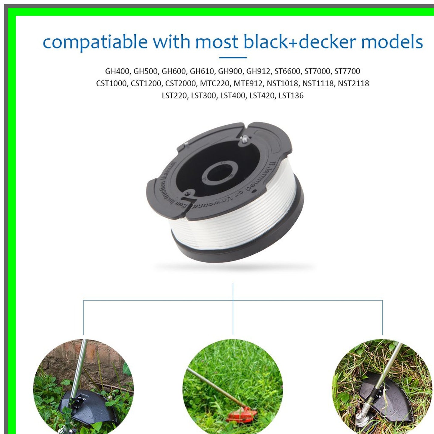 9 Pack String Trimmer Replacement Spools with 30ft 0.065" Line and Cap