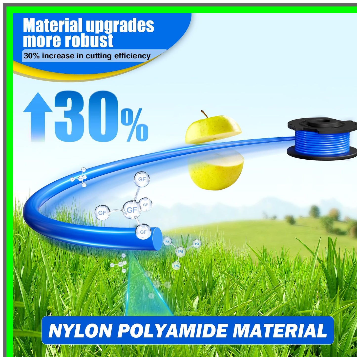 Ryobi Compatible 0.065 Inch String Trimmer Spool Line with Caps - 8 Pack