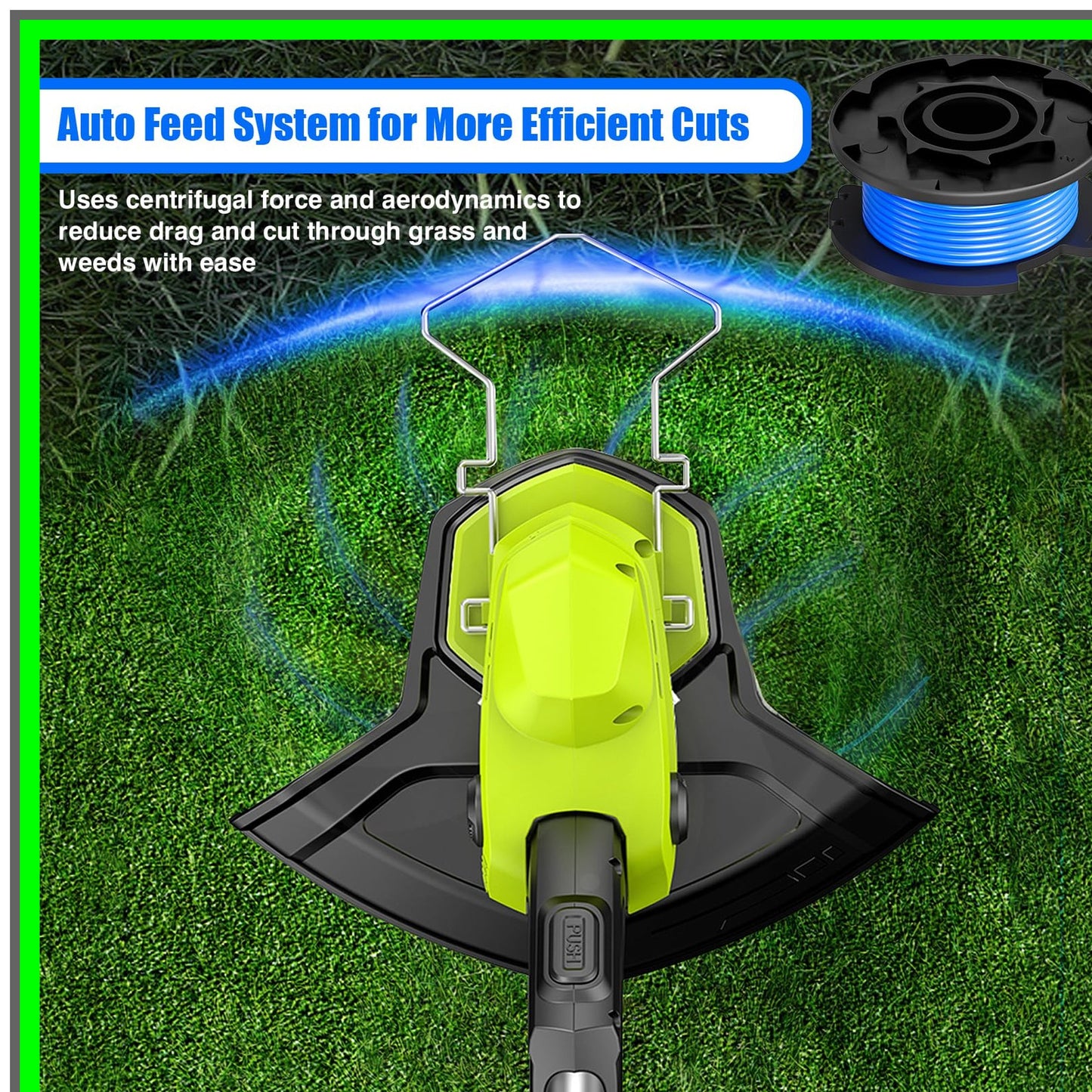 Ryobi Compatible 0.065 Inch String Trimmer Spool Line with Caps - 8 Pack