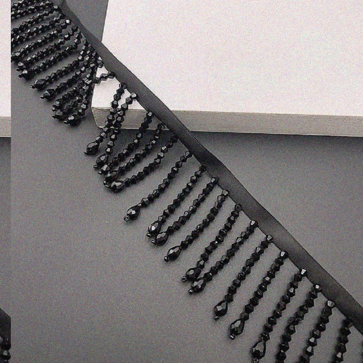 2 Yards Black Beaded Fringe Trim 2.1 Inch Wide