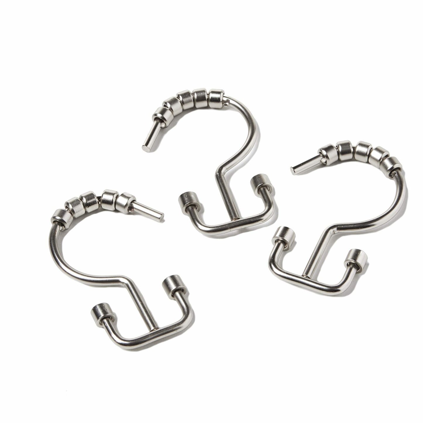 Double Hang Shower Curtain Hooks Chrome 12-Pack