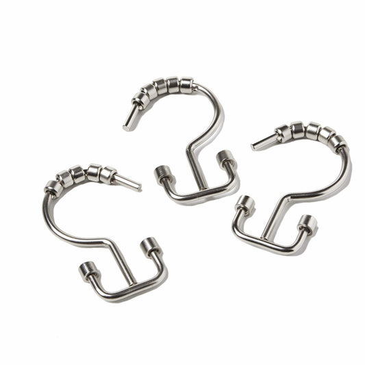 Double Hang Shower Curtain Hooks Chrome 12-Pack