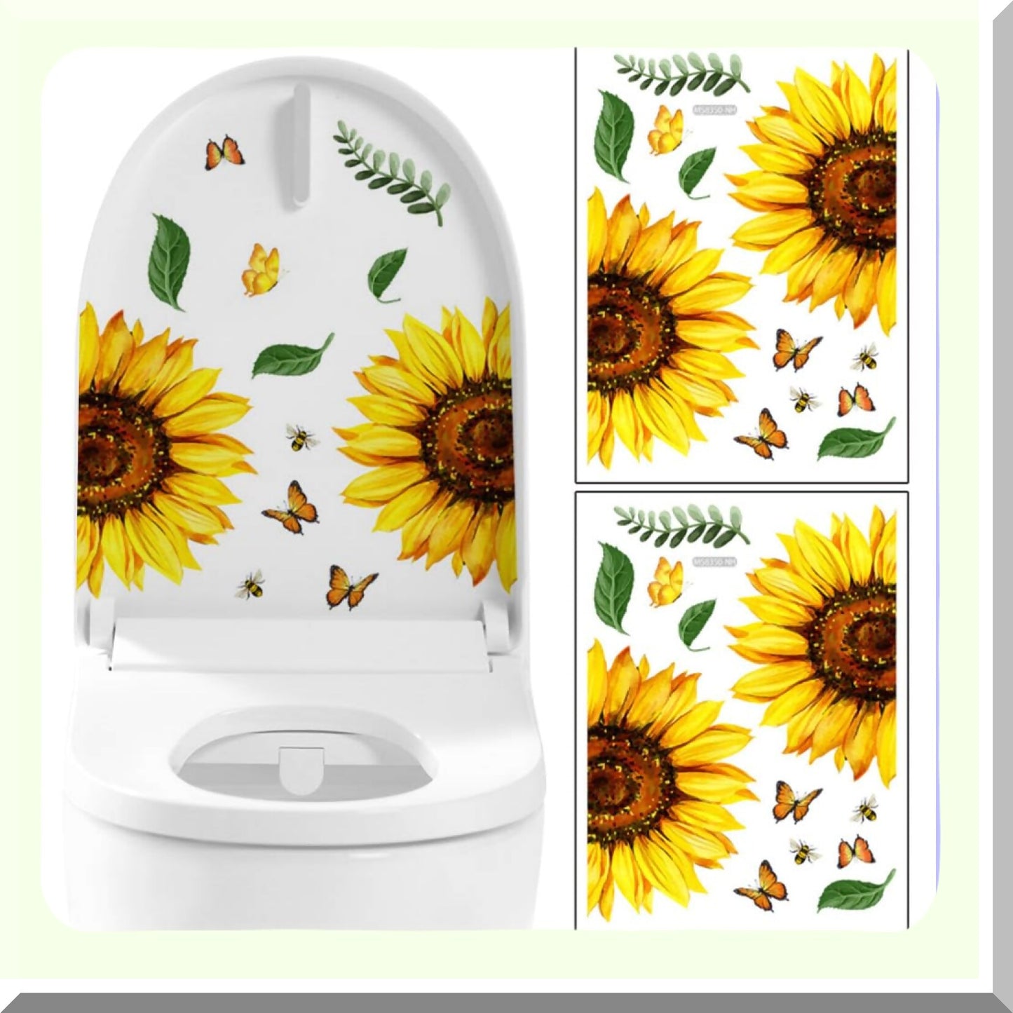 2Pcs Sunflower Butterfly Tet Seat Wall Stickers
