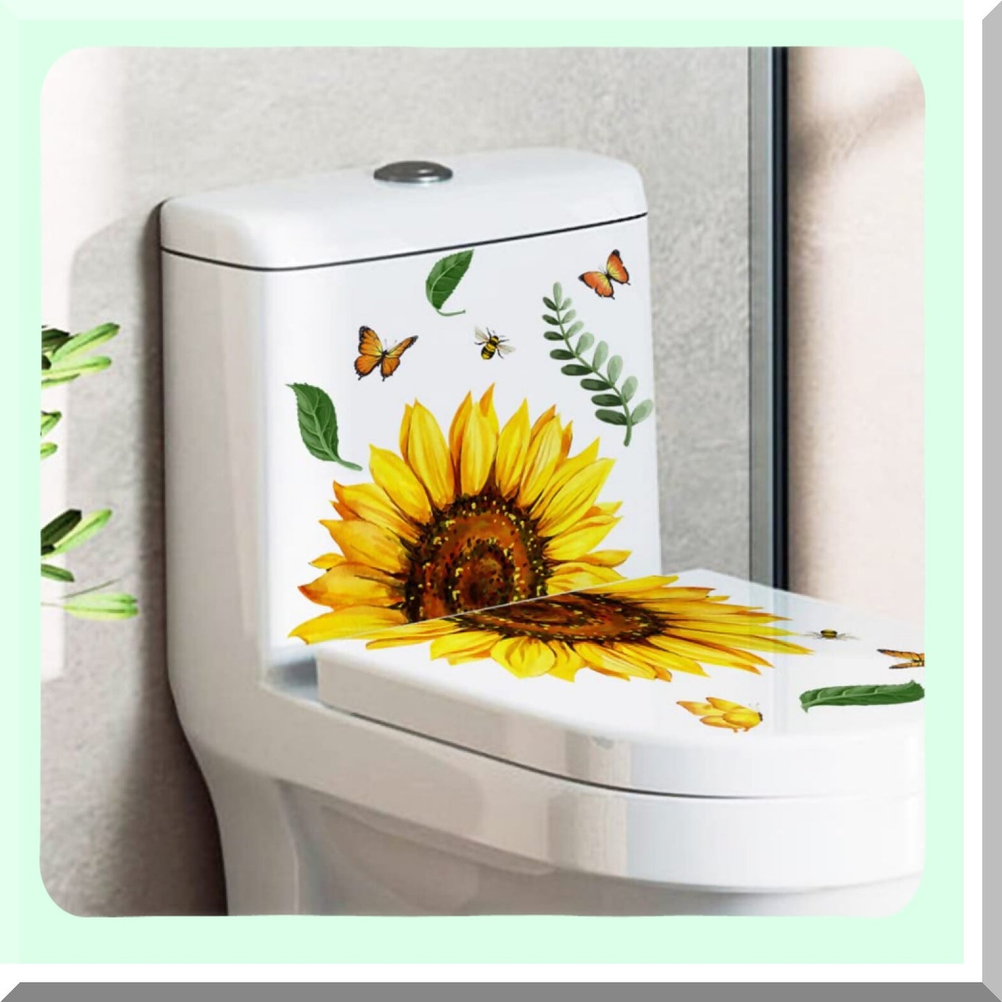 2Pcs Sunflower Butterfly Tet Seat Wall Stickers