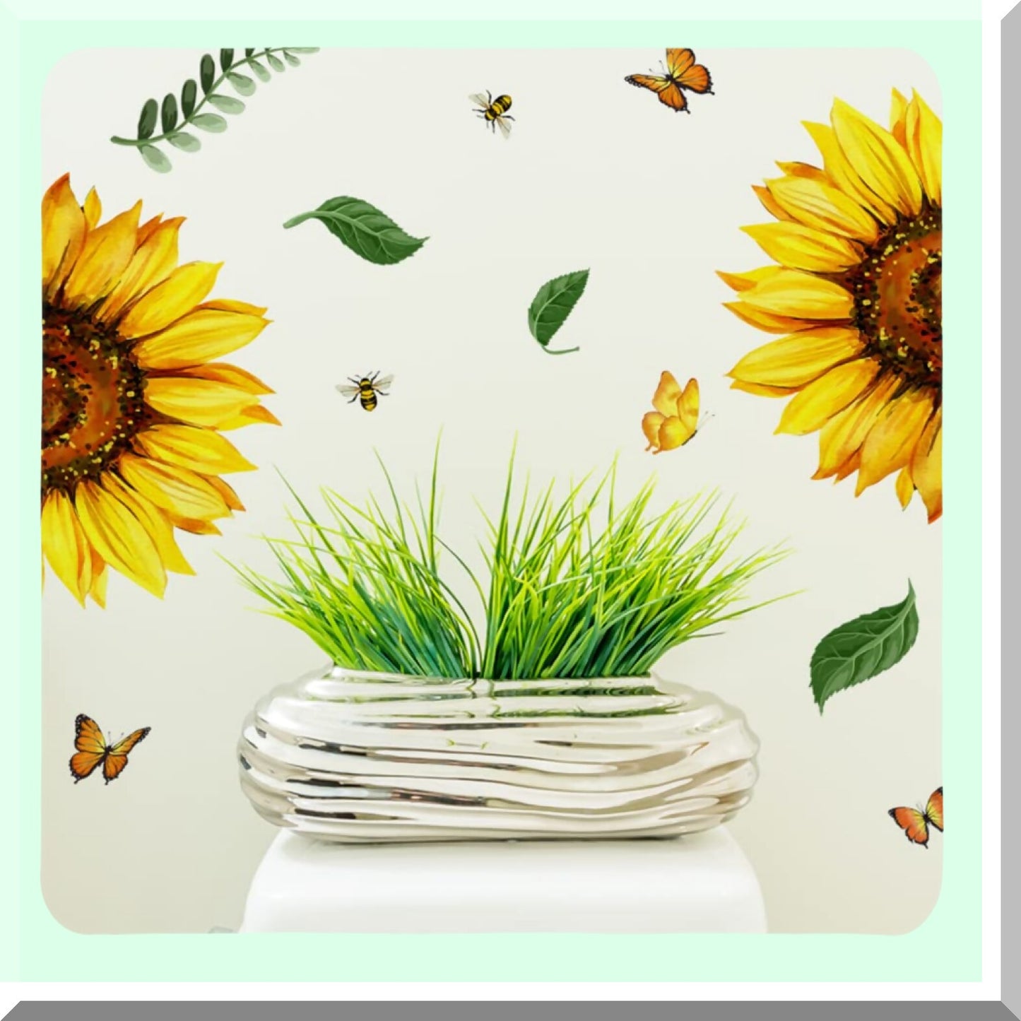 2Pcs Sunflower Butterfly Tet Seat Wall Stickers