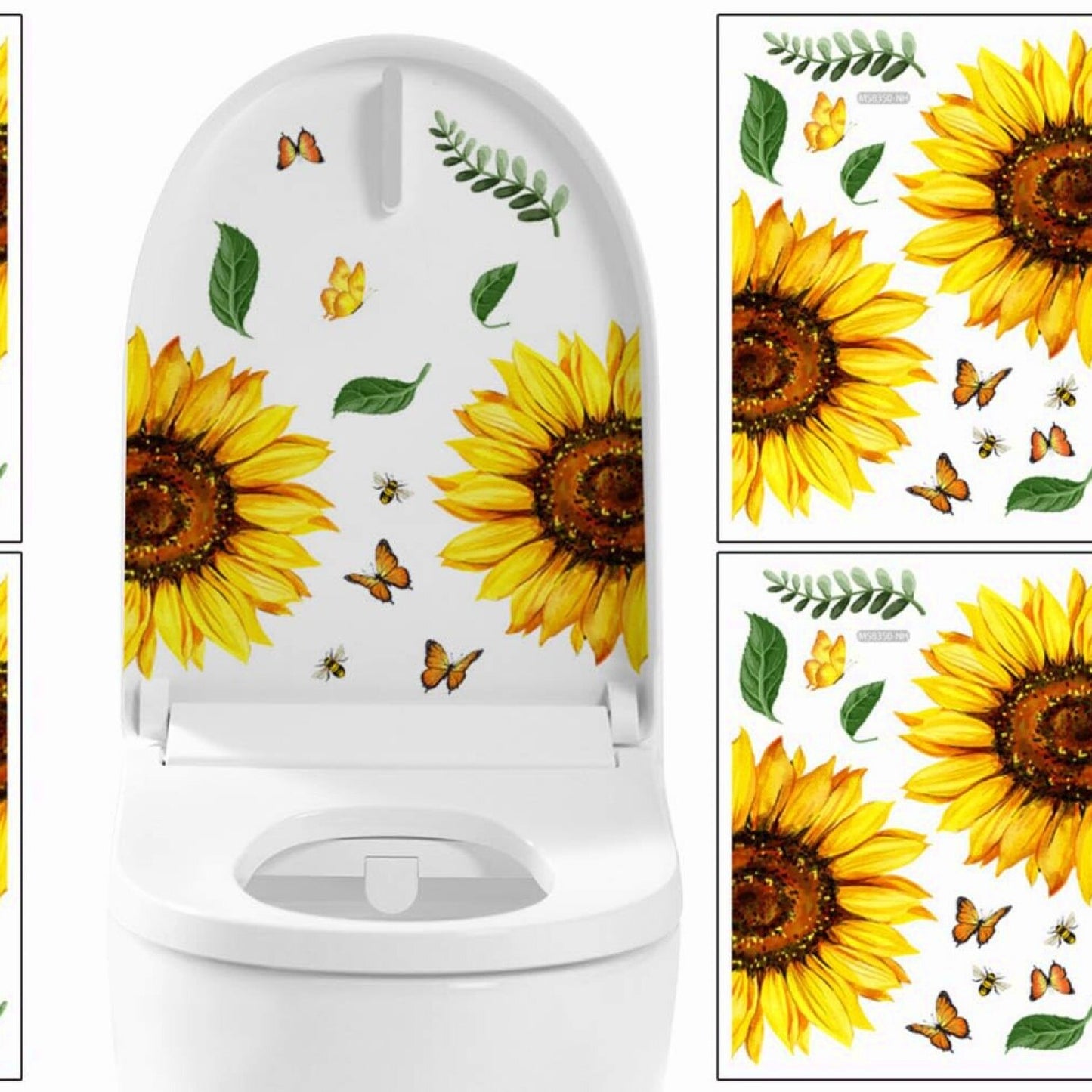 2Pcs Sunflower Butterfly Tet Seat Wall Stickers