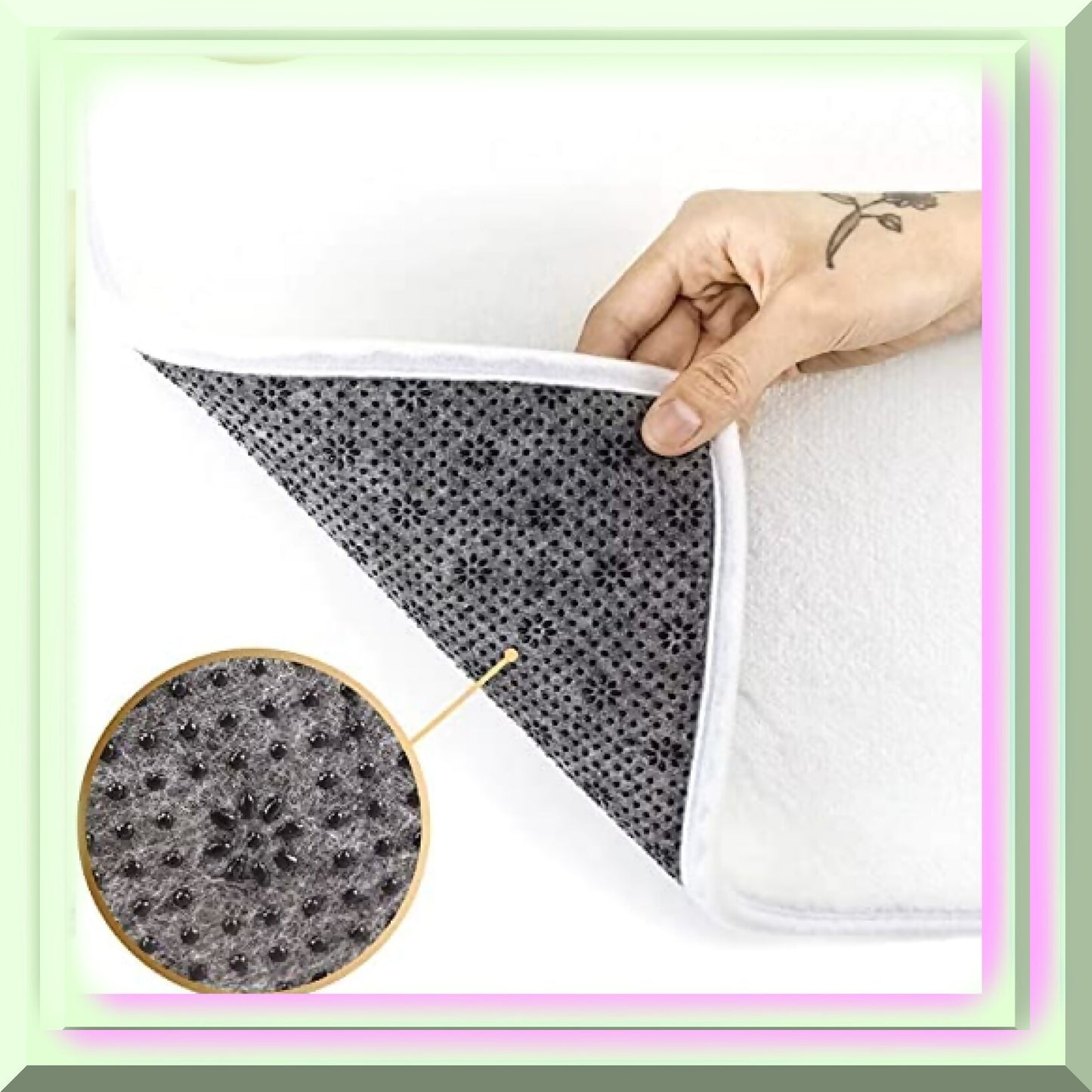 Moon y Goth Boho Floral Leaf Bath Mat 16x24 Inches