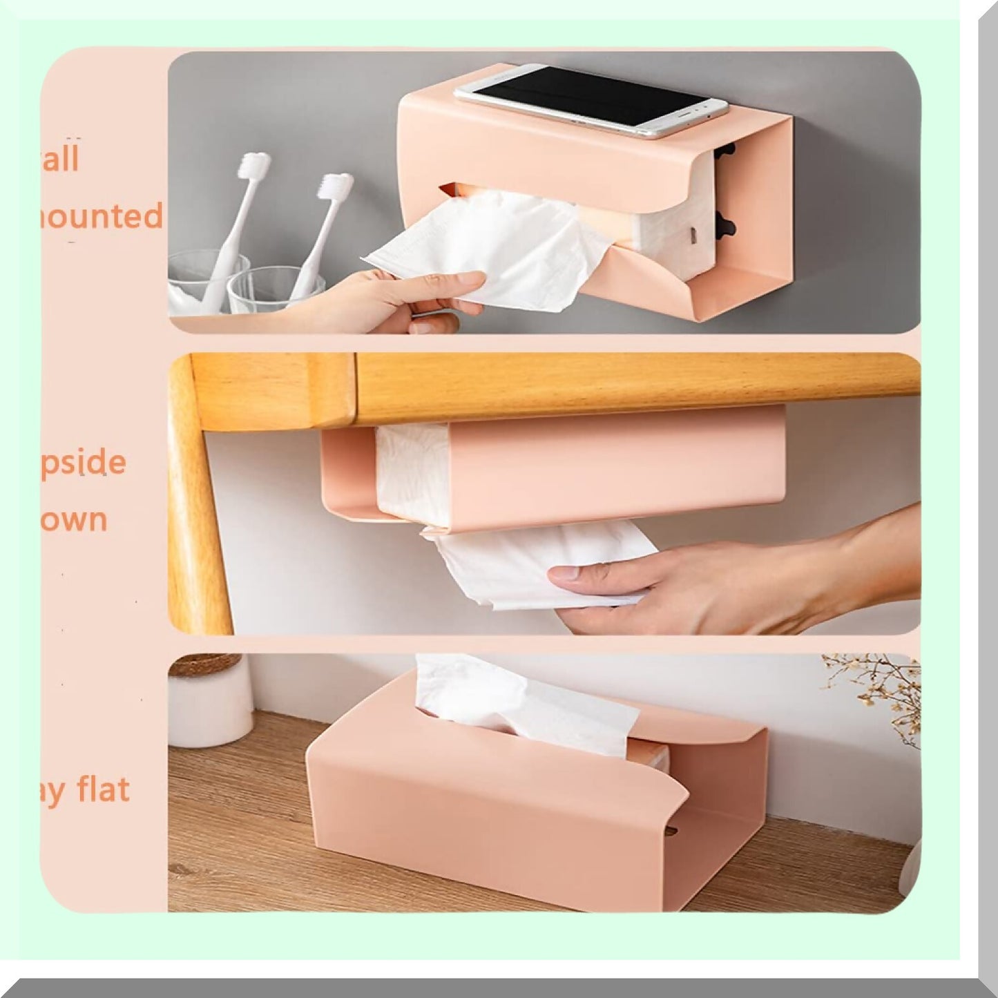 Adhesive Tissue Dispenser and Trash Holder Pink