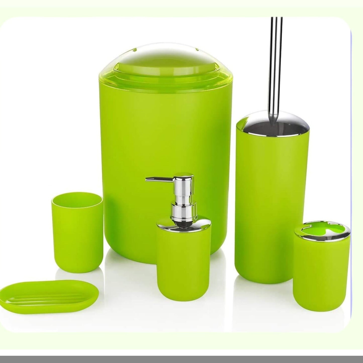 6 Pcs Plastic Bathroom Accessory Set Green