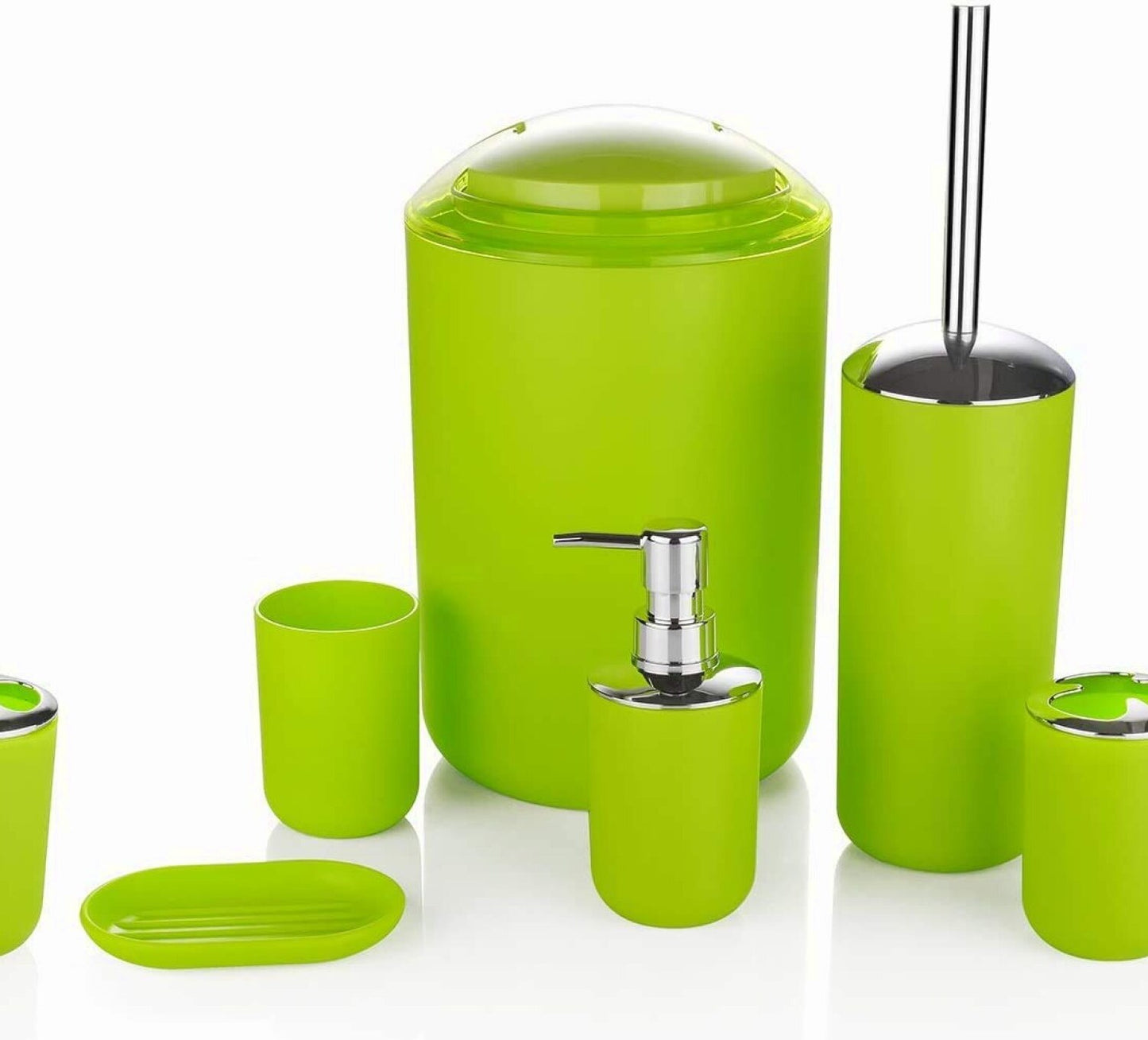 6 Pcs Plastic Bathroom Accessory Set Green